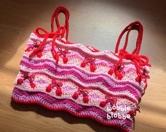 PATTERN - Haut bombé cerise / crochet / haut court