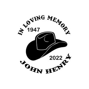 In Memory Of Western Cowboy Hat, Western Memorial, Cowboy Memorial, Rancher Memorial, Rodeo Memorial - Vinyl Decal - Free Shipping - 2088