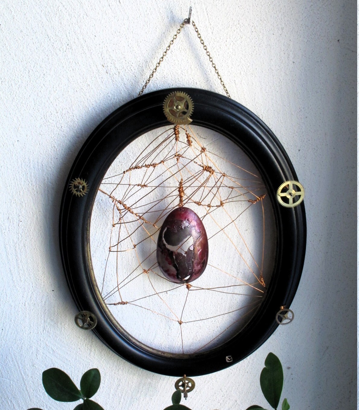 Décoration Murale Japonisante Cadre en Bois Cuillère Argenterie Fleur Arum et Peinture de Paysage Ja