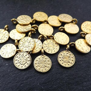 gold Coin Pendant disc pendant Round charms Coin 14k Gold Plated earring making Necklace Wholesale Findings Craft Supplies ga840-ALL