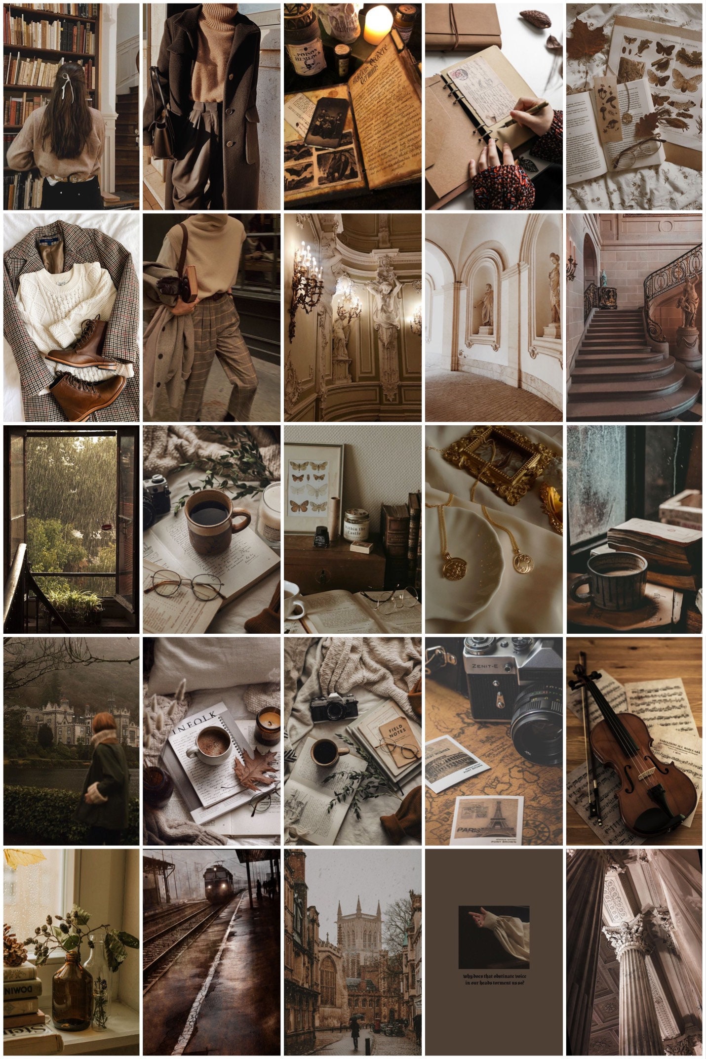 Dark Academia Aesthetic Room Decor, Dark Academia Photo Wall Collage, Dark Academia Room Decor, Dark Academia Digital Download, 25 Count