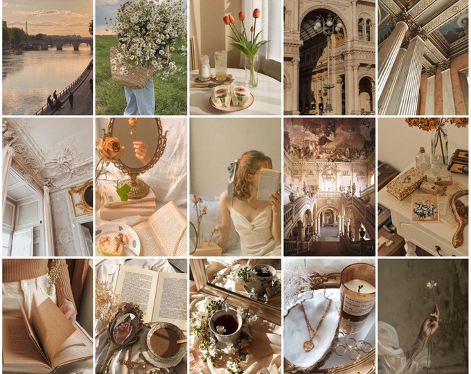 Light Academia Aesthetic Room Decor, Photo Wall Collage, Light Academia Room Decor, Vintage Room ...