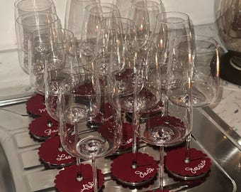 Identificatori personalizzati per calici da vino / Biglietti con nome personalizzati / Bomboniere per matrimoni e compleanni