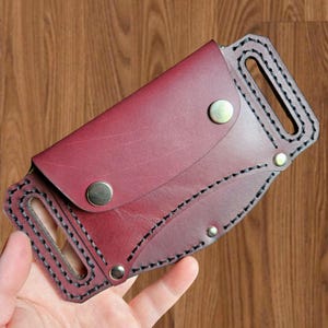 Red Leather Belt Wallet | 2 Pocket Festival & Concert Hiking Hidden Wallet