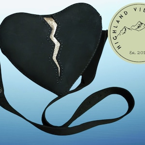Broken Hearted Leather Purse | Handcrafted Heart-Shaped Crossbody Bag | Gothic Punk Statement Bag | Alt-Fashion Accessory