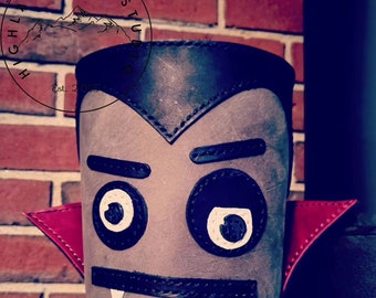 Vampire Halloween Bucket || Handmade Dracula Leather Candy Bag