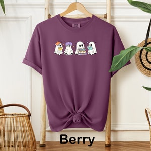 Comfort Colors Ghost Reading Books Tshirt, Bookish Halloween Shirt, Halloween Teacher Gift, Librarian Shirt, Ghost T-shirt, Halloween Tshirt