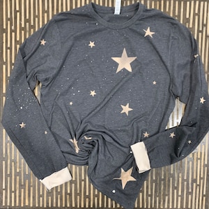 Bleached Star Long Sleeve T-shirt: Custom Patriotic Tee