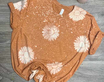Distressed Sunflower Bleach T-Shirt: Women's Floral Tee