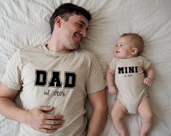 Dad and Mini Matching Shirts, Dad Est 2026 Shirt, Father Son Matching Outfit, First Time Dad Gift, Baby Announcement shirt, New Dad 2026