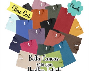 Bella Canvas 3001 CVC Heather T-Shirt Blank, Unisex Tee, XS-2XL