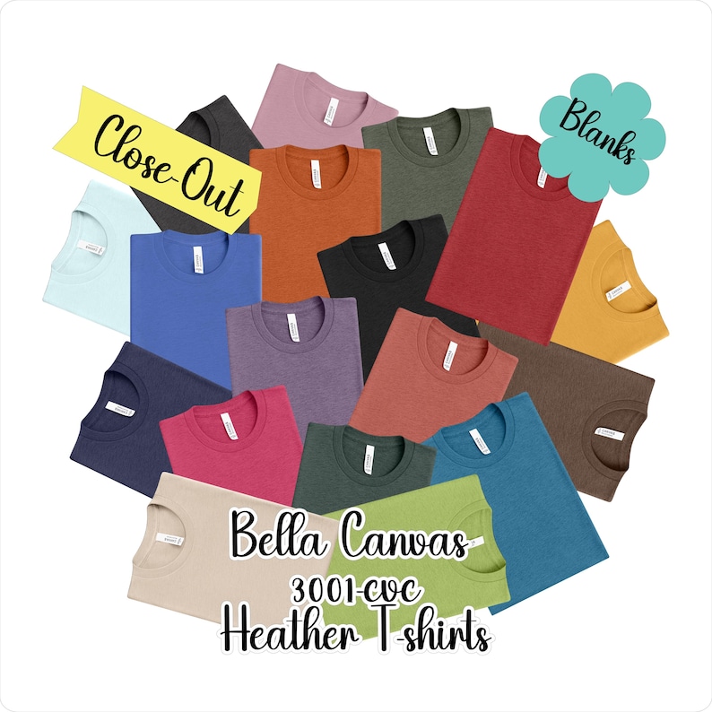 Bella Canvas 3001 CVC Heather T-Shirt Blank, Unisex Tee, XS-2XL image 1