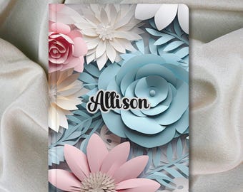 Carnet floral personnalisé à couverture rigide : cadeau prénom personnalisé