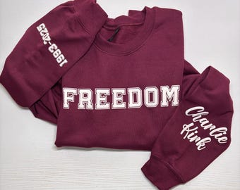 Freedom Embossed Hoodie or Sweatshirt, Personalized Political Design