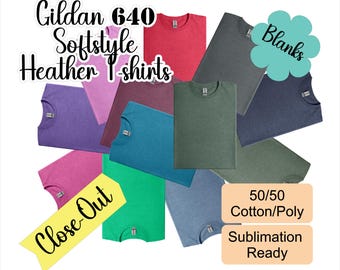 Gildan Heather Softstyle T-Shirt, G640, Unisex Blank Tee for Sublimation, Vinyl, DTF