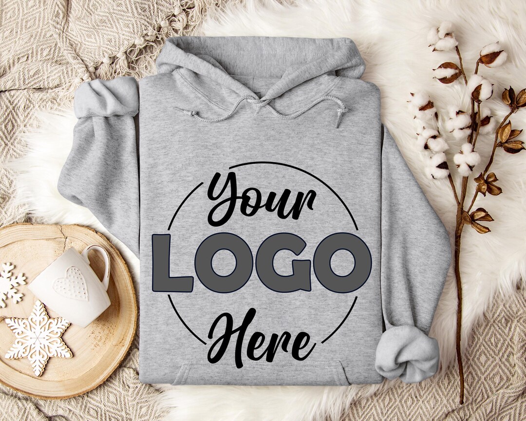 Custom Logo Hoodie, Your Brand Logo or Business Logo, Front and Back