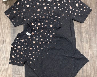 Starry Night Bleached T-shirt,  Star T-shirt, Patriotic Tshirt, Stars in the sky T-shirt, Star Tshirt for Adults and Children, Labor Day Tee