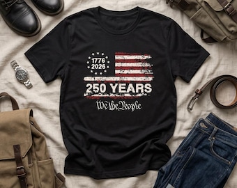 Distressed American Flag T-Shirt | 1776 2026 Vintage Independence Tee | 4th of July Tee | America 250