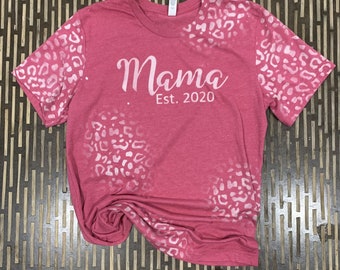 Custom Bleached Mama T-Shirt: Distressed Leopard Print Tee