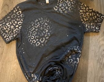 Distressed Leopard Print T-Shirt: Bleached Cheetah Tee, Vintage Style