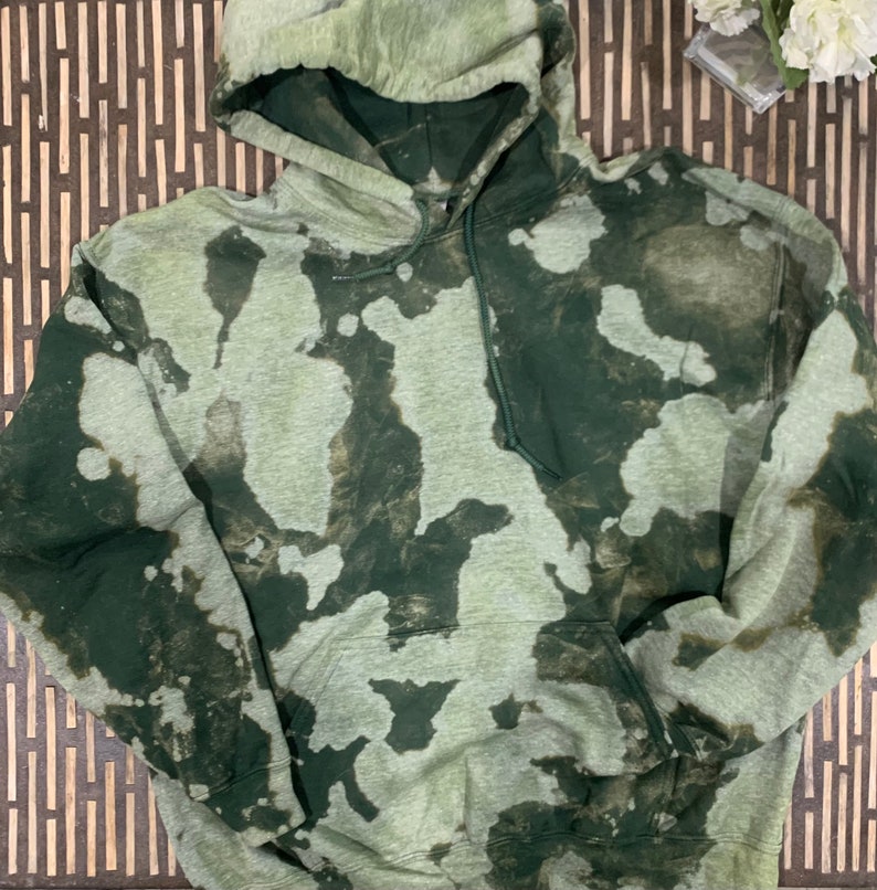 Forest Green Acid Wash Hoodie or Sweatshirt, Custom Vintage Hoodie, Acid Wash Hoodie, Distressed Vintage Look Hoodie, Acid Wash Sweatshirts image 6