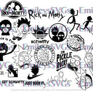rick y morty 20 archivos de corte de paquete SVG PNG JPG para silueta de cameo cricut