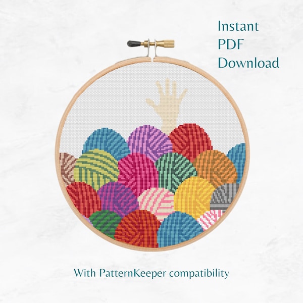 Craft Room Cross Stitch Pattern Drowning In Yarn - Modern Cross Stitch Pattern - Instant PDF Download - Simple Crochet Pattern - Craft Hoard