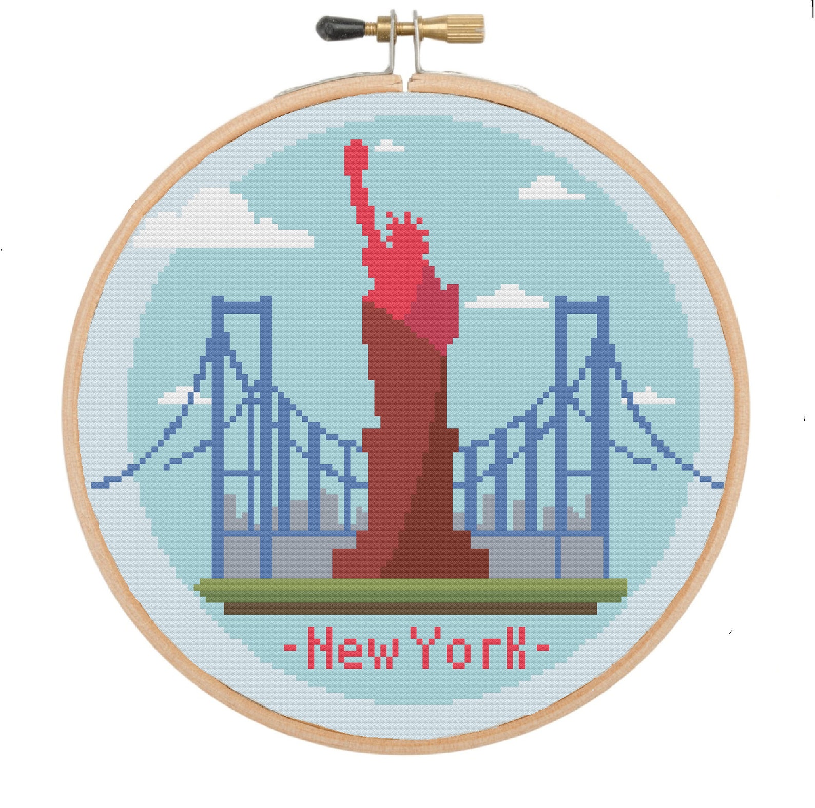 New York City Cross Stitch Pattern Statue of Liberty American Landmarks