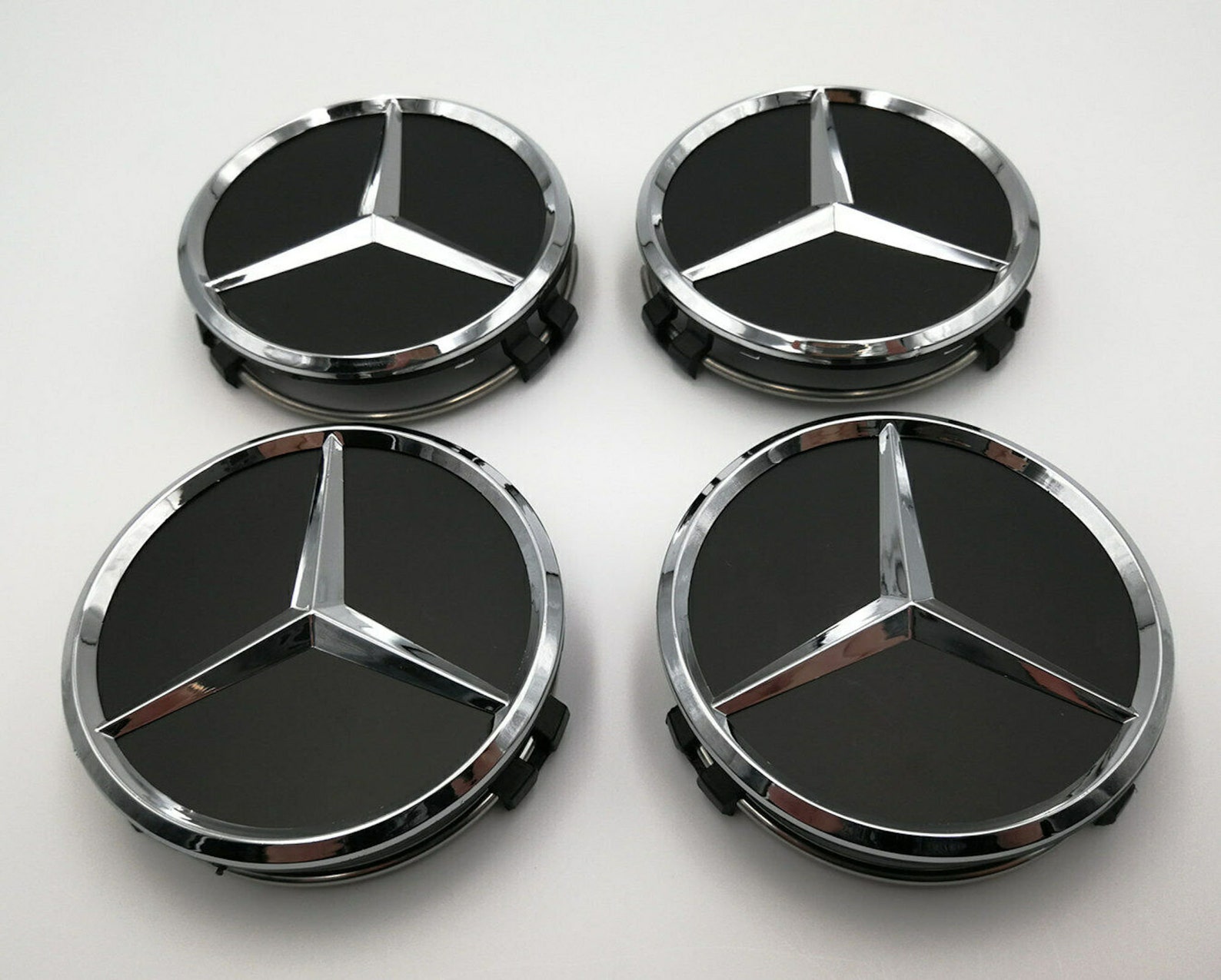 4pcs Mercedes Wheel Center Hub Caps Emblem Blackchrome 75mm Etsy