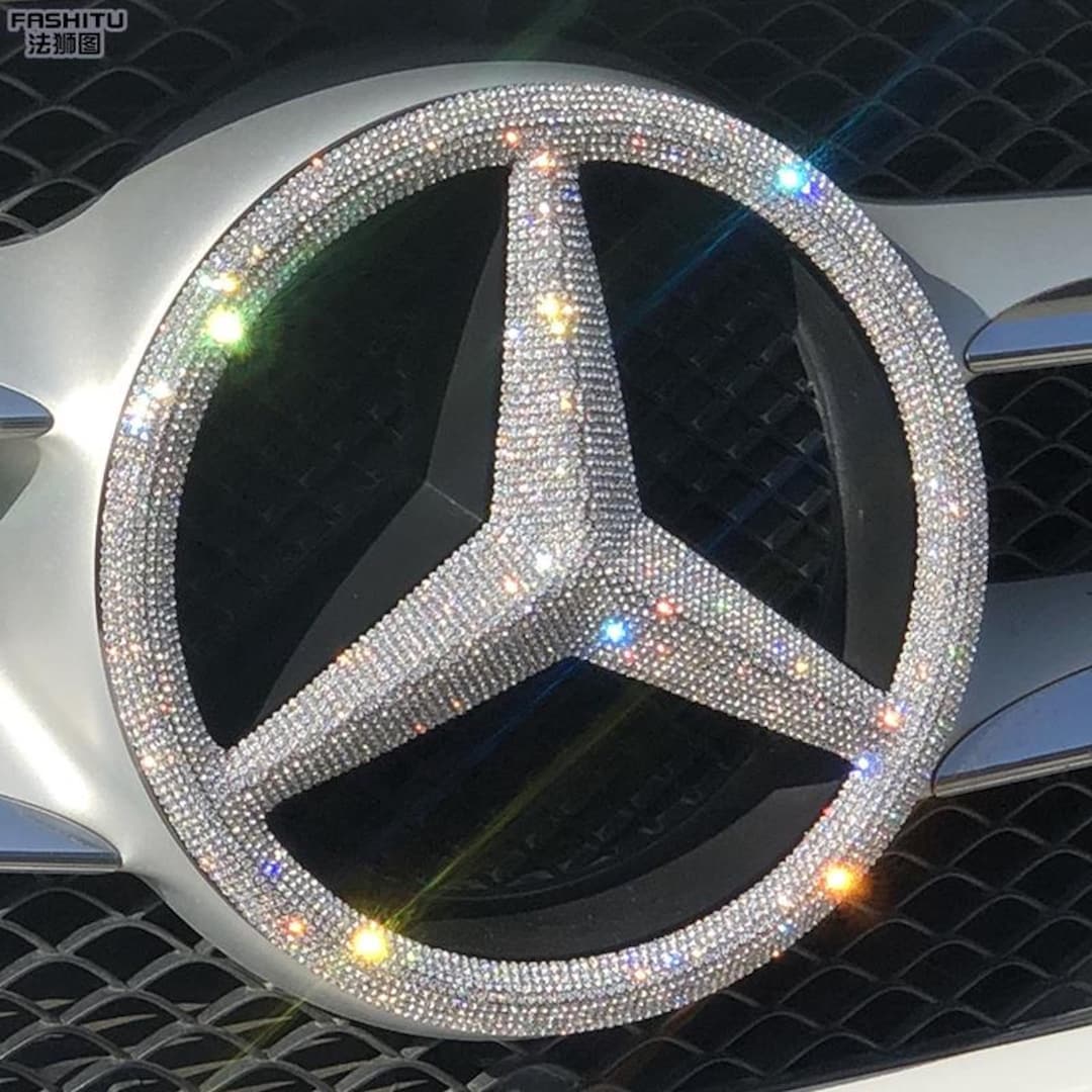 Rhinestone Bling Car Emblems,mercedes Benz 3D Emblem.only Nissan, H  Logo,lexus, Chevy Are Decal Stickers Front Grille Emblem Easy to Install 