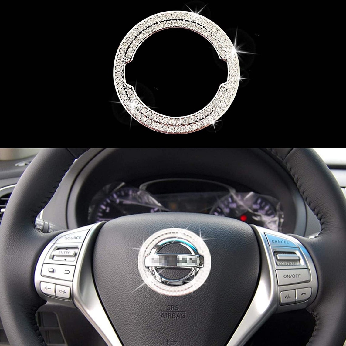 Rhinestone steering wheel Logo Bling Car Crystal Emblem Etsy