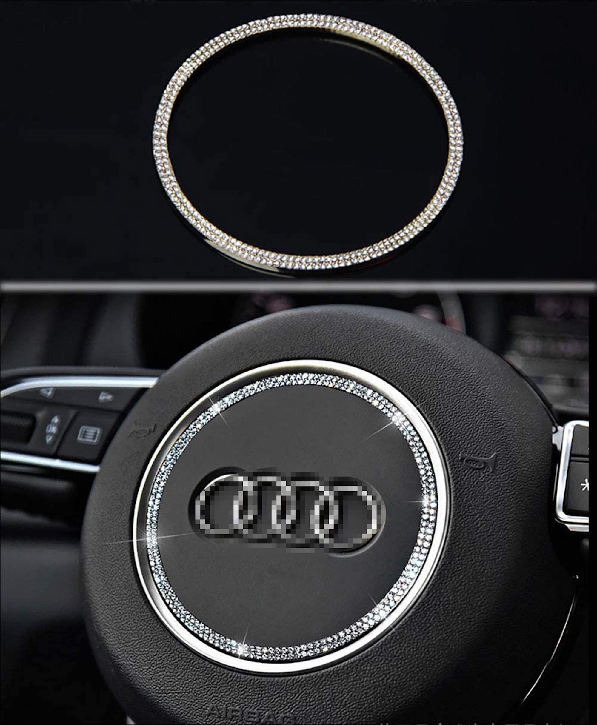  Logo de volant Bling Accessoires décoratifs pour Audi A1 A2 A3  A4 A5 A6 Q2 Q3 Q5 Q7 TT série S RS Applique couronne (type B)