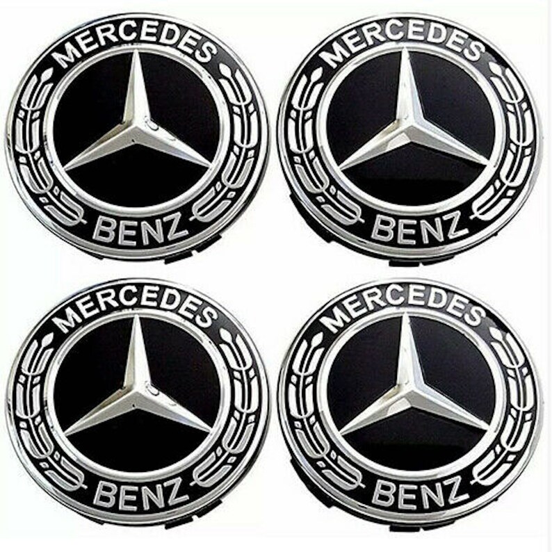 4pcs Mercedes Benz Wheel Center Caps Emblem Black Wreath Etsy