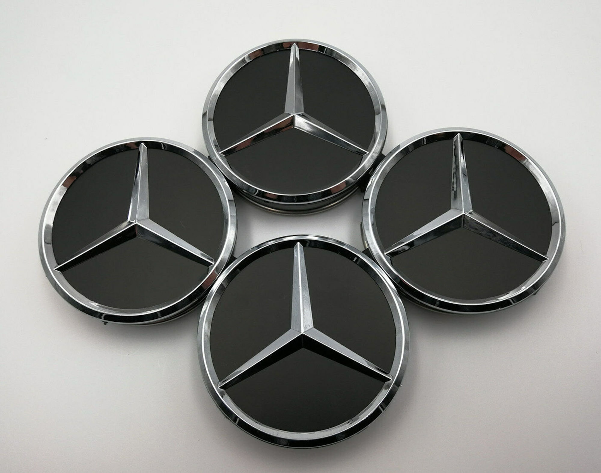 4Pcs Mercedes Wheel Center Hub Caps Emblem Black/Chrome 75mm Etsy