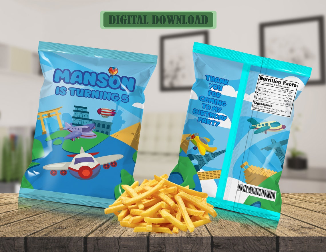 Airplane Chip Bags Airplane Favors Airplane Birthday Etsy