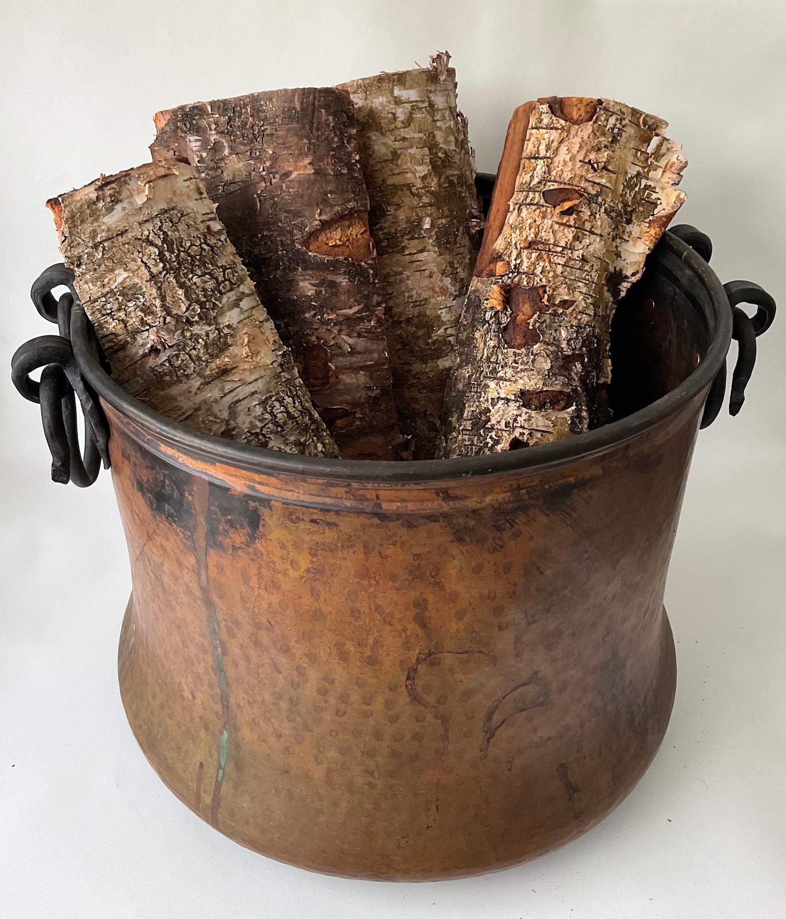 Copper & Wrought Iron Firewood Kindling Bucket Hand Hammered Etsy