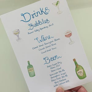 MISE À JOUR ! Modèle aquarelle modifiable de menu de boissons pour mariage/événement | Téléchargement numérique | Modifier sur Canvas | Illustrations de boissons | Peint à la main