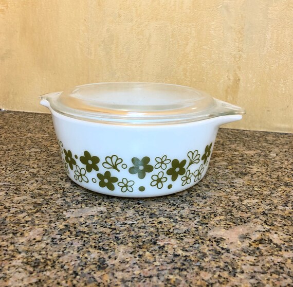 PYREX Spring Blossoms Green OvenSafe Bowl Etsy