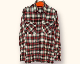 Chemise en coton à carreaux rétro vintage Chemise de bûcheron Noir/Rouge S