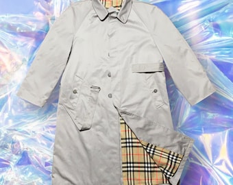 Vintage Retro 80s Wearover Trenchcoat Grau/Braun M