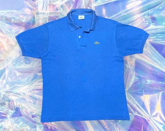 Vintage Retro 90s Lacoste Poloshirt Baumwolle Blau M