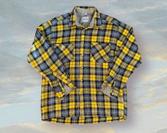 Chemise Vintage Rétro Années 80 Flanelle Noir/Jaune L