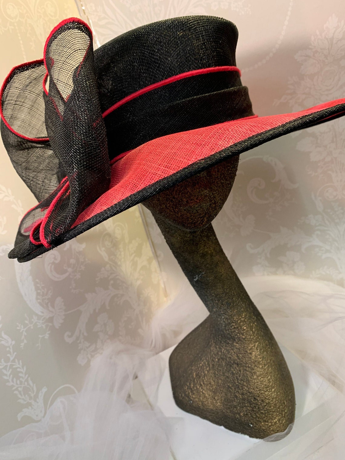 Black and Hot Pink Formal Wedding Hat Perfect for any Etsy