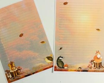 Letter Writing Set Paper And Envelopes - Autumn Forest Animals