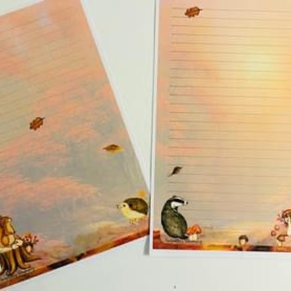 Letter Writing Set Paper And Envelopes - Autumn Forest Animals