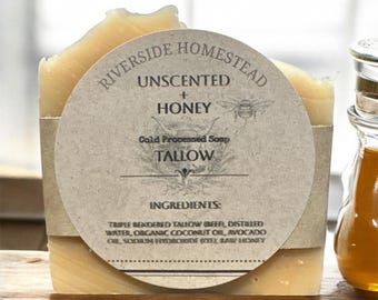Unscented + Honey Tallow bar