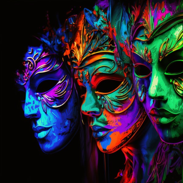 Neon Venice Masks