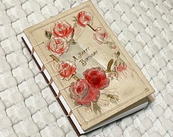 Vintage Journal, Handmade Sketchbook, Art Journal, Rose Journal, Cottagecore Journal, Handbound Book, Garden Journal, Romantic Journal