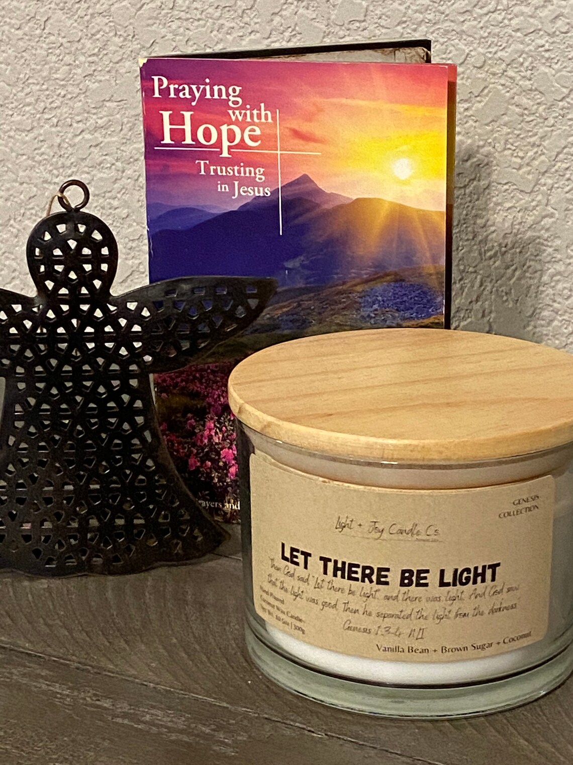 Coconut wax handmade candle with Genesis Bible Verse Let Etsy