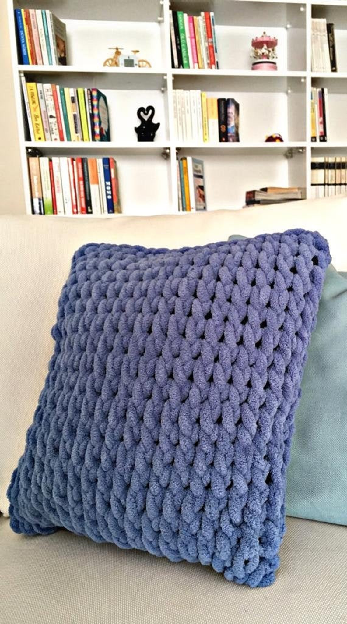 Decorative knitting pillow blue pillow Knit Pillow Case Etsy